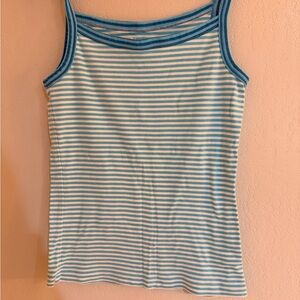 GAP Sky Blue and White Striped Tank Top